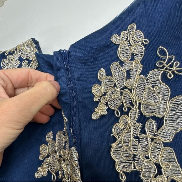 Chasing Fireflies navy gold lace formal dress - Picture 8 of 9